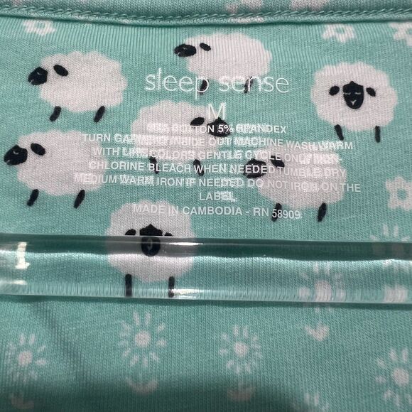 Sleep Sense Sheep Pajama Set M Top S Bottom Cotton Spandex Stretch Lounge Pocket - Picture 6 of 8